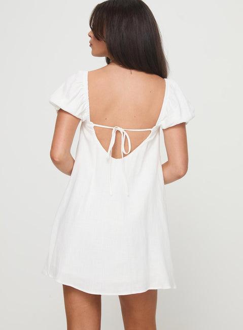 Beyond Linen Blend Mini Dress White Product Image