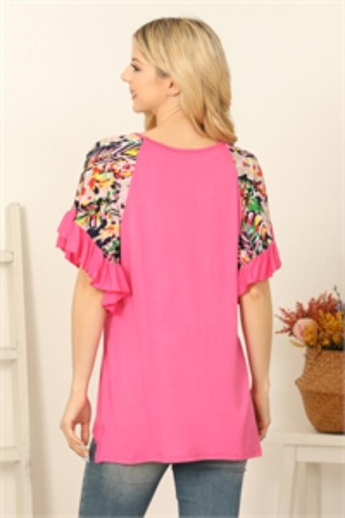 Floral Flutter Sleeve Top Product Image