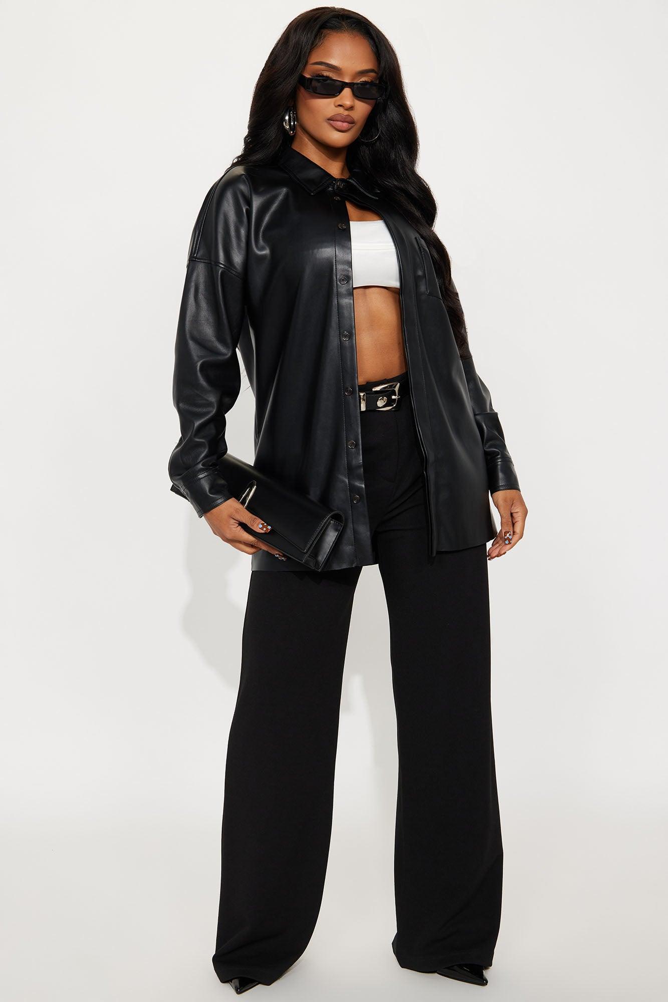 Don't Speak Faux Leather Shirt - Black Female Product Image