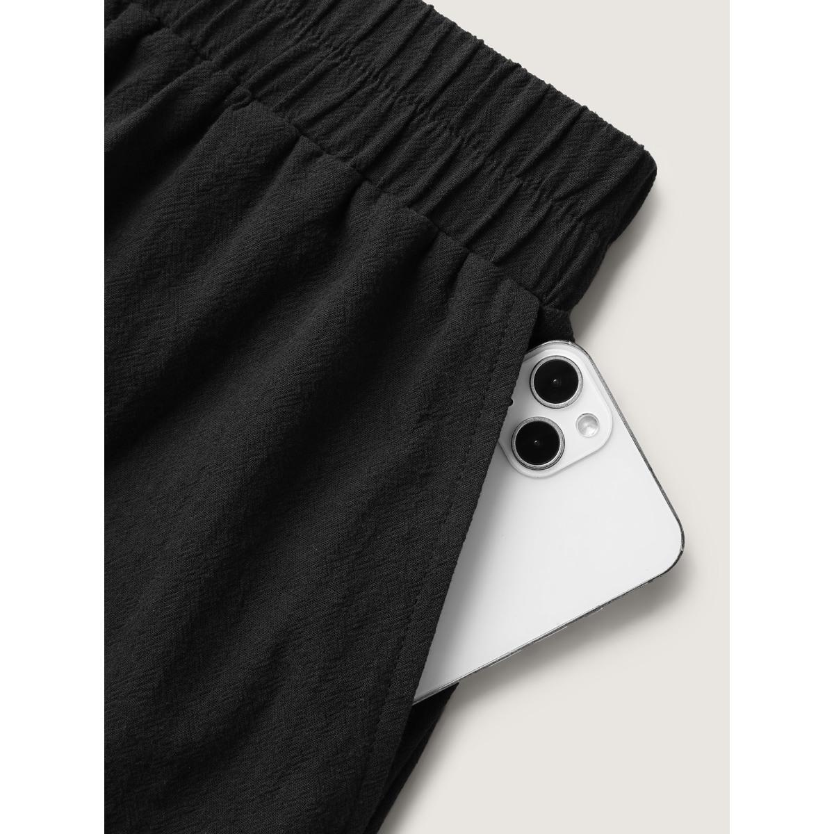 Plus Size Cotton Color Contrast Seamed Co-ord Set Black Women Everyday-Casual Topstitching No stretch Sleeveless Sleeveless Non 14-16/1X Side seam pocket Two-Piece sets BloomChic Product Image