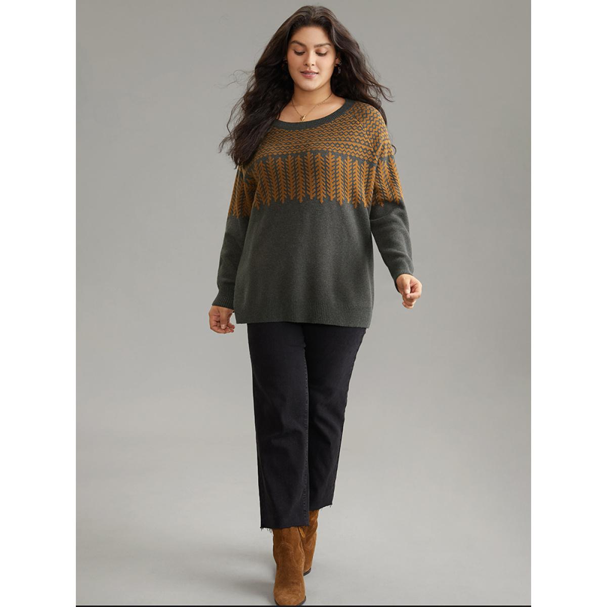 Plus Size Supersoft Essentials Graphic Raglan Sleeve Pullover DimGray Women Casual Loose Long Sleeve Round Neck Dailywear Pullovers BloomChic 10/M Product Image