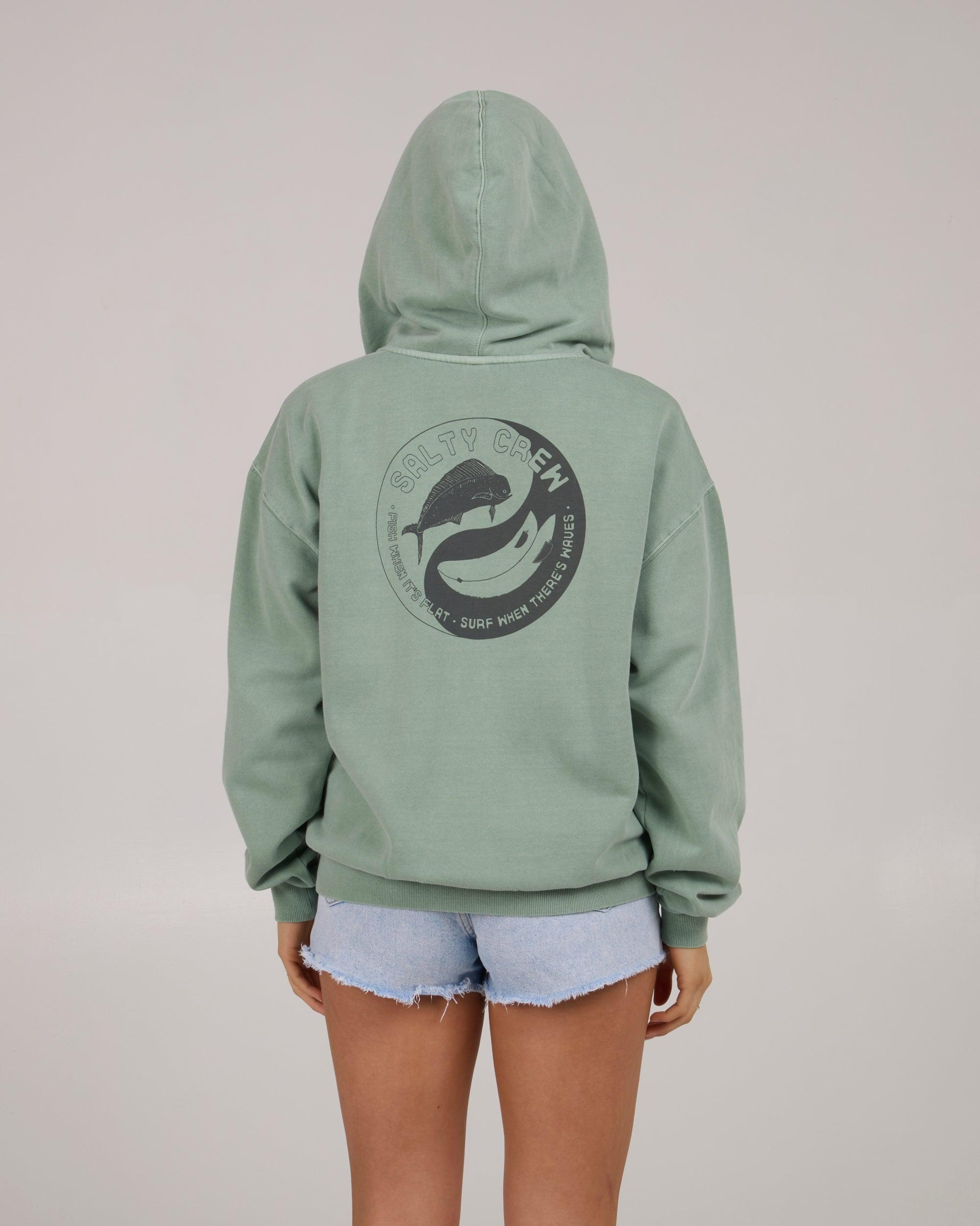 Fishin Yang Zip Fleece Hoodie - Sage Female Product Image