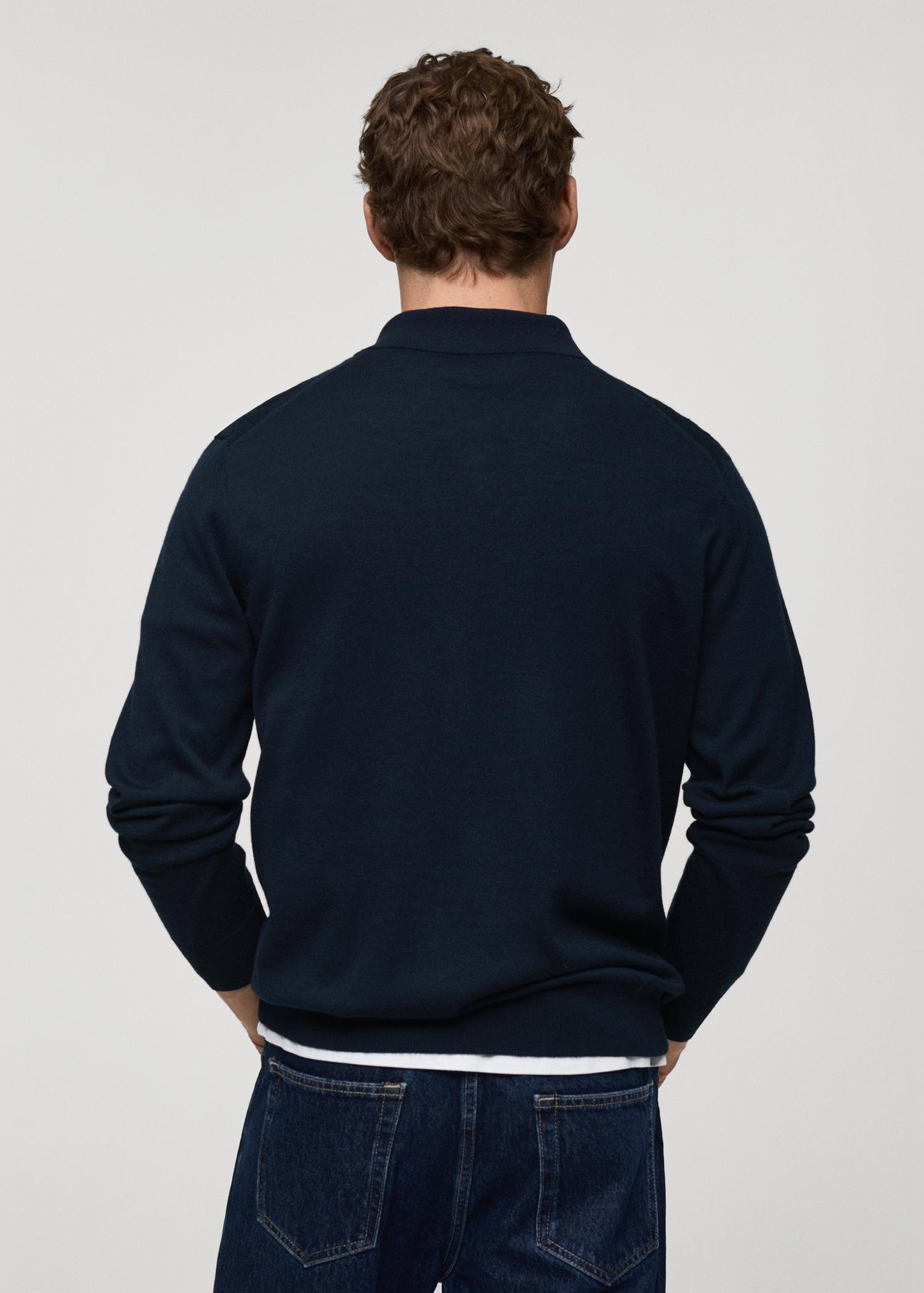 100% merino wool polo sweater - Men | MANGO USA Product Image
