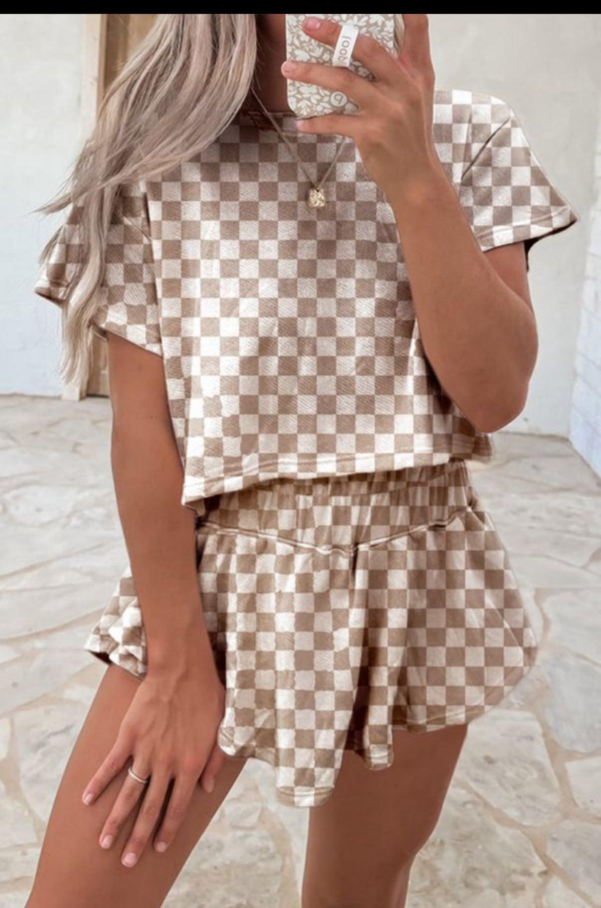 Preorder Check Skort Set Product Image