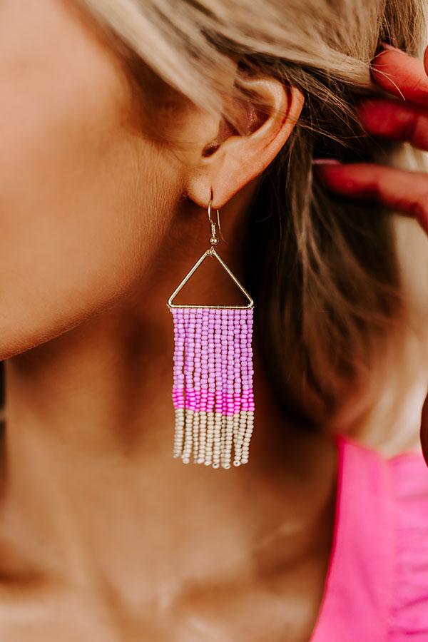 Dance Around Beaded Earrings in Dusty Purple Product Image