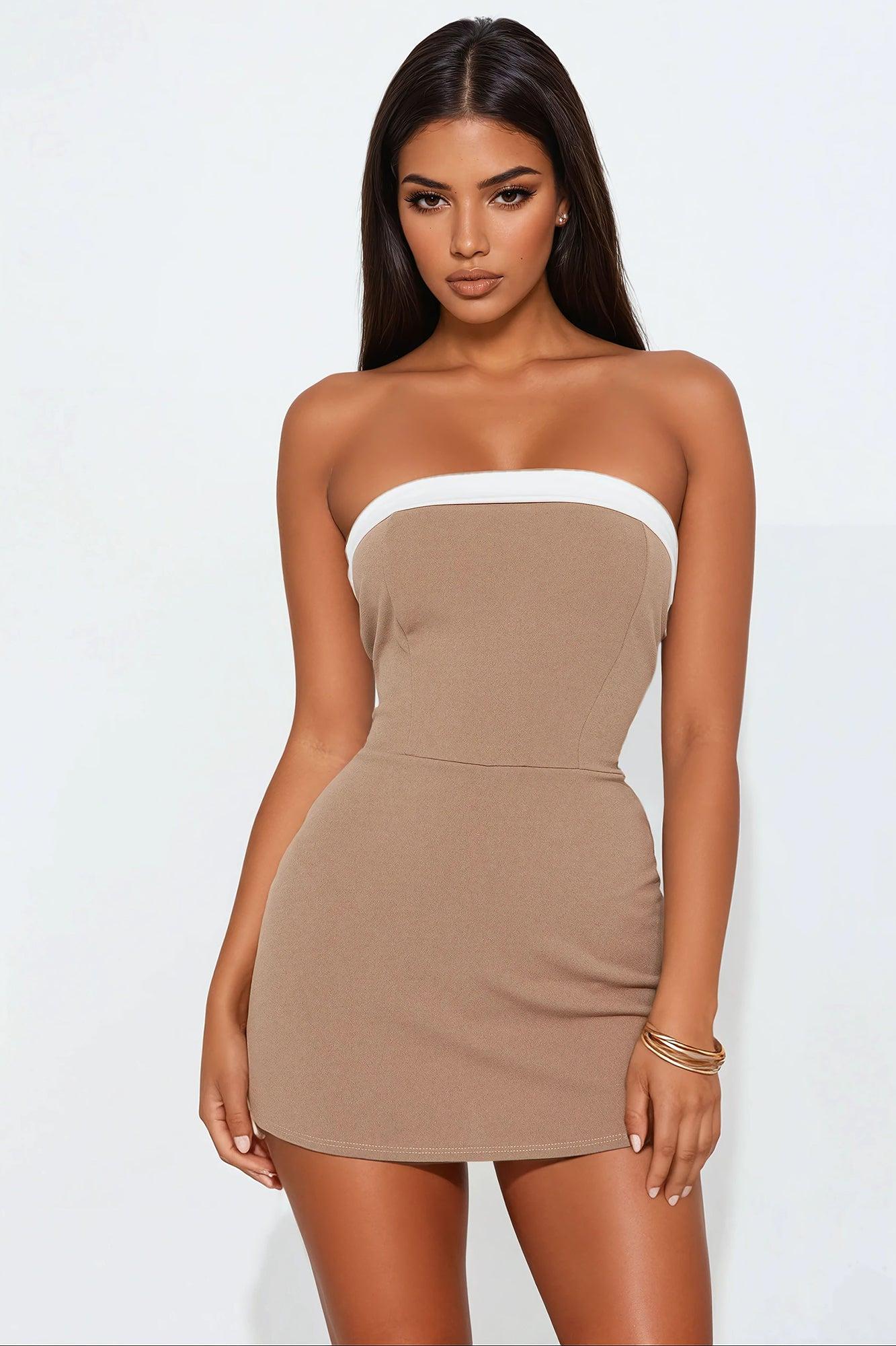 Take Me Out Tonight Romper - Mocha/combo Product Image