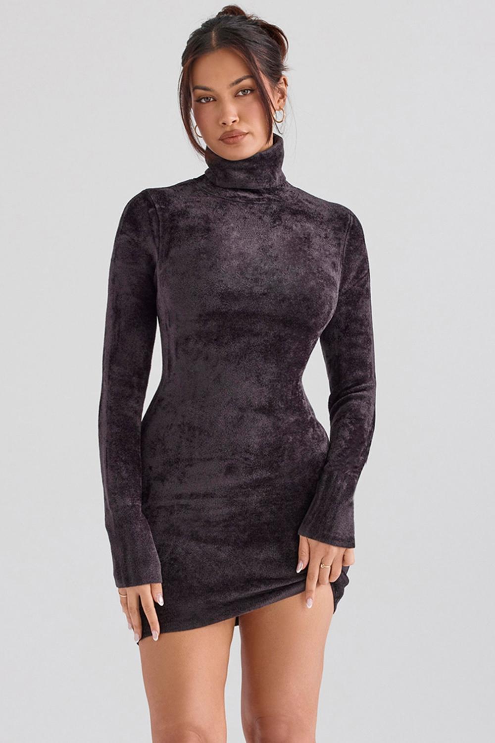 Taya  charcoal chenille mini dress - sale Product Image