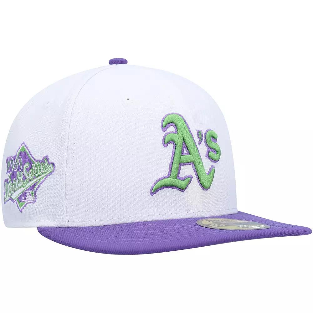 Men's New Era White Oakland Athletics 1989 World Series Side Patch 59FIFTY Fitted Hat, Size: 7 3/8 Product Image