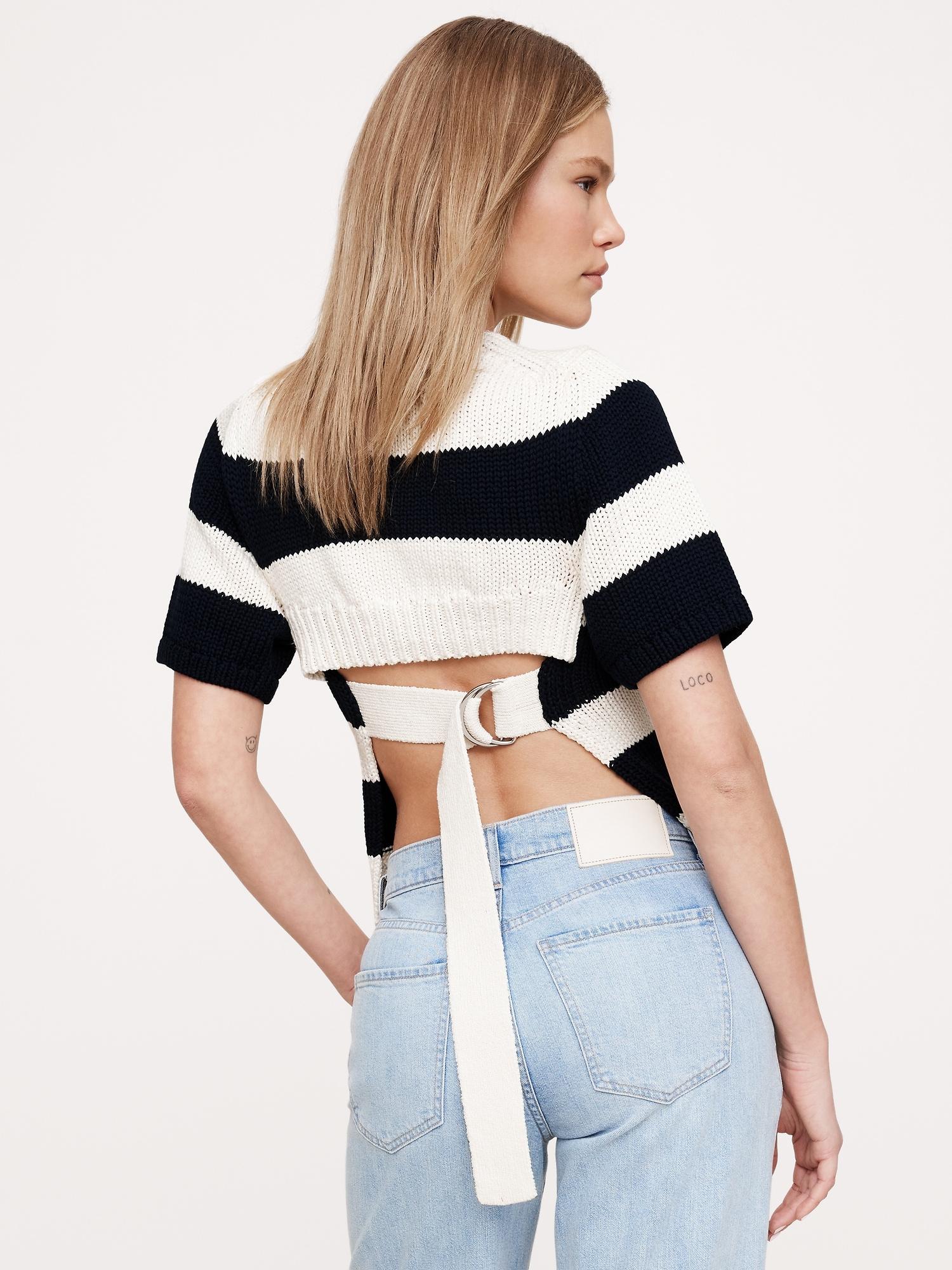Cotton Open-Back Sweater Top Product Image