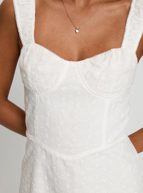 Sweet Secrets Broderie Mini Dress White Product Image