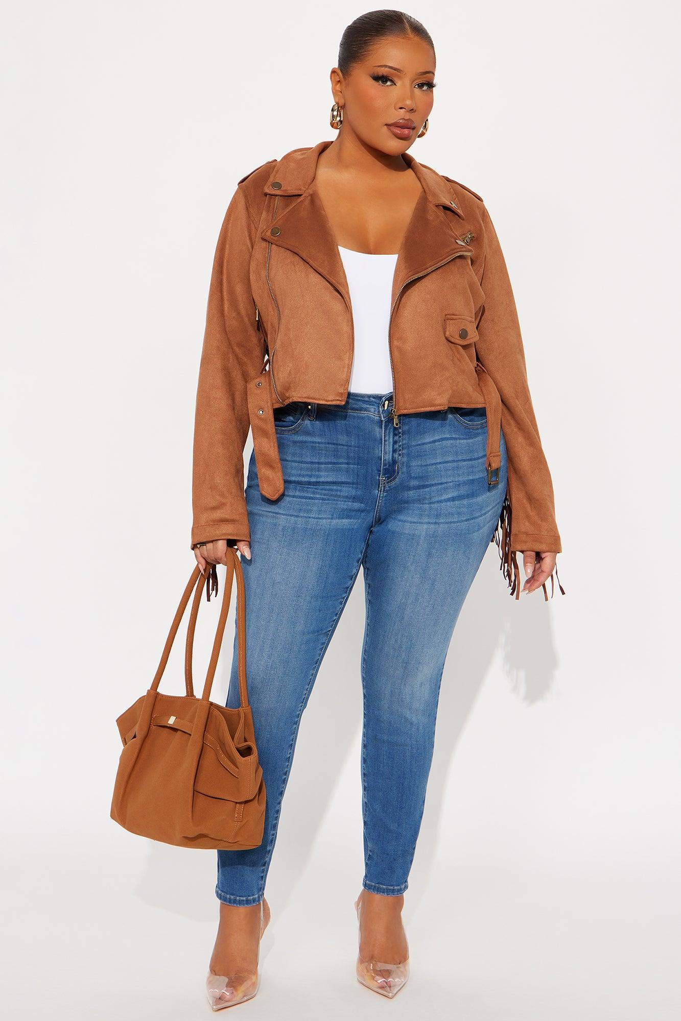 Wild West Connection Fringe Moto Jacket - Camel Female Product Image
