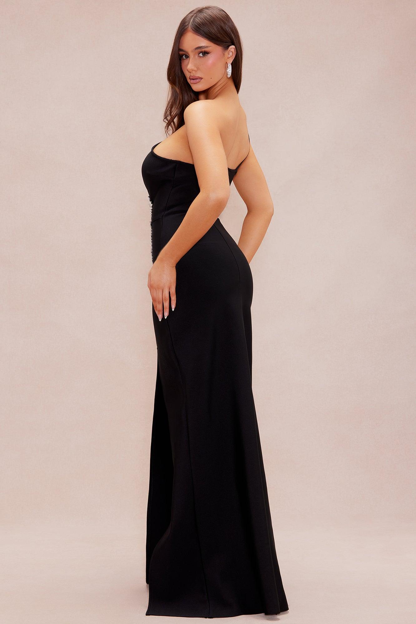 Luxe Embellished Bandage Maxi Dress - Black Product Image