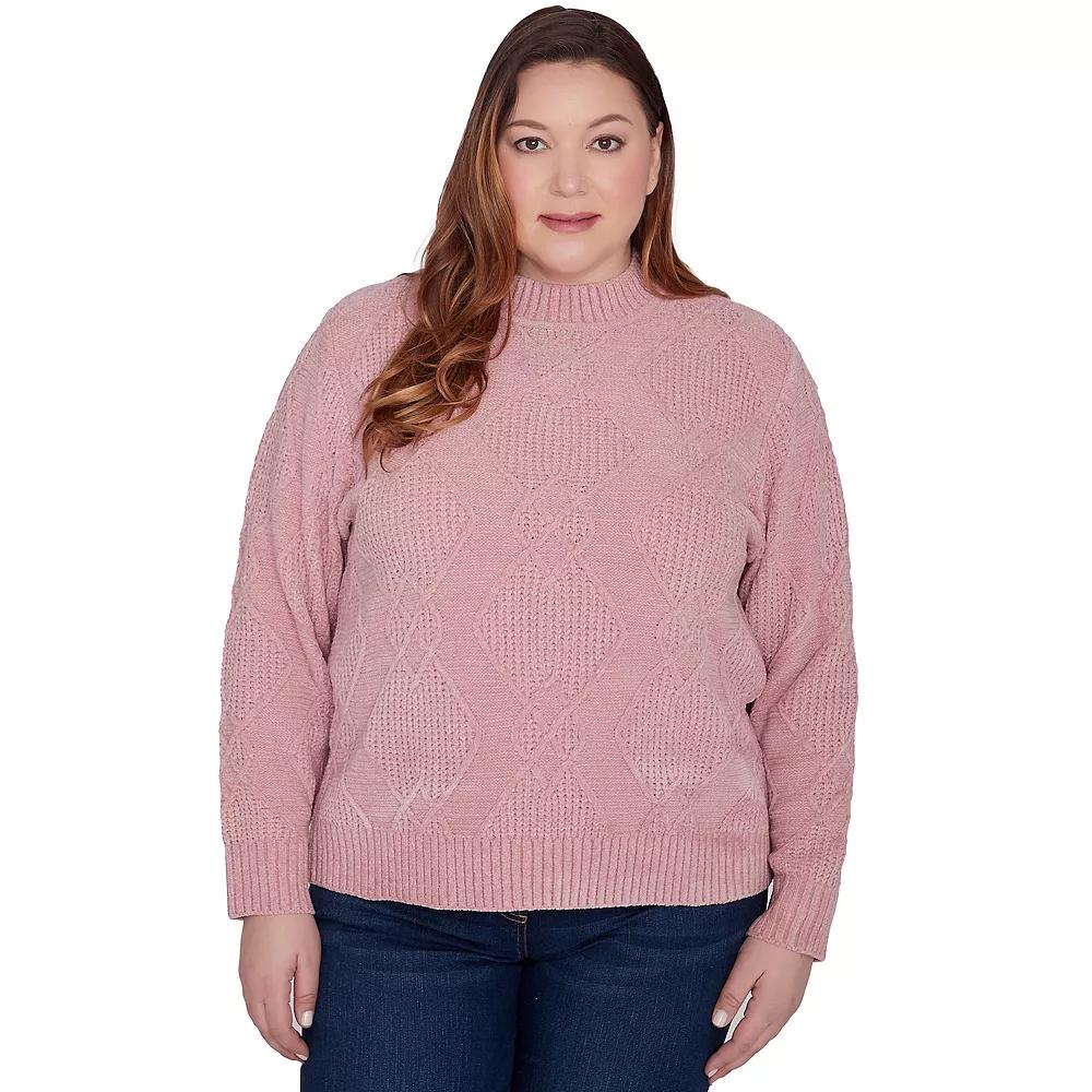 Plus Size Alfred Dunner Chenille Diamond Mockneck Sweater, Women's, Size: 1XL, Pink Product Image
