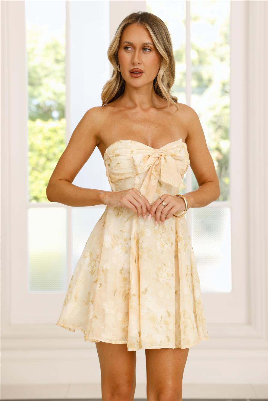 Glimmer Guide Strapless Mini Dress Yellow Product Image