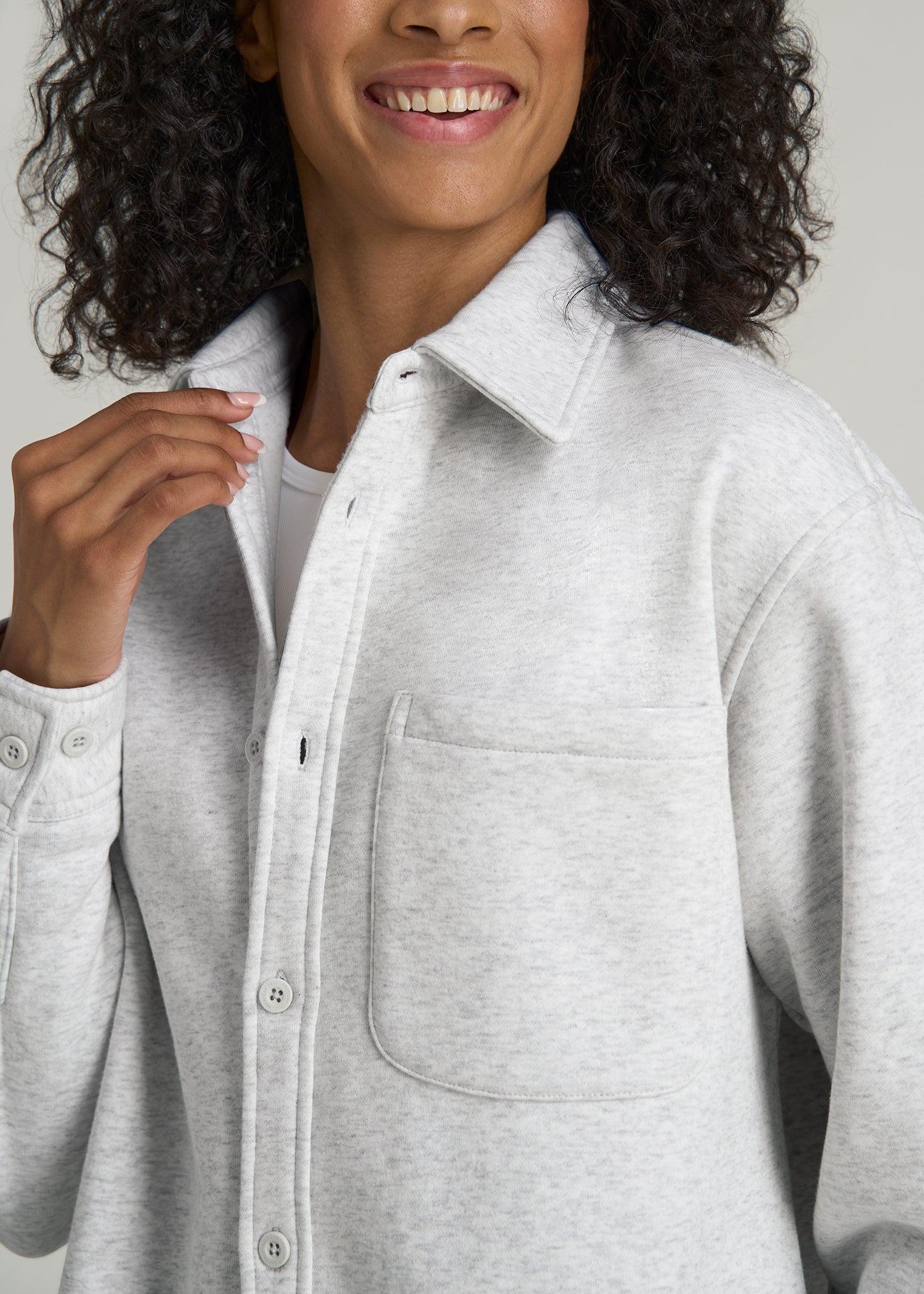 Wearever 2.0 Fleece Shacket for Tall Women in Heather Cloud White Female Product Image