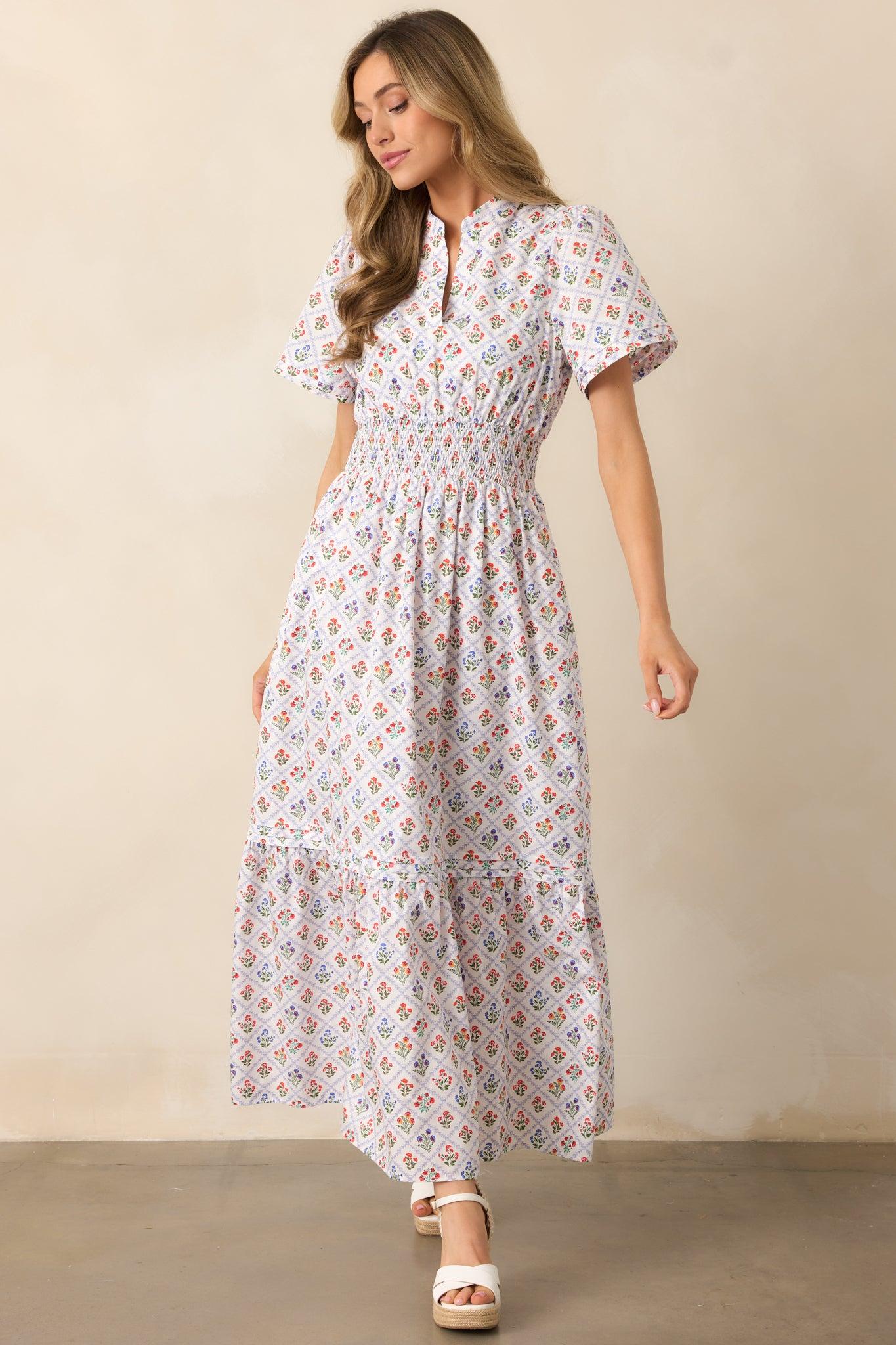 A Thousand Tomorrows Light Blue Floral Cotton Maxi Dress Product Image