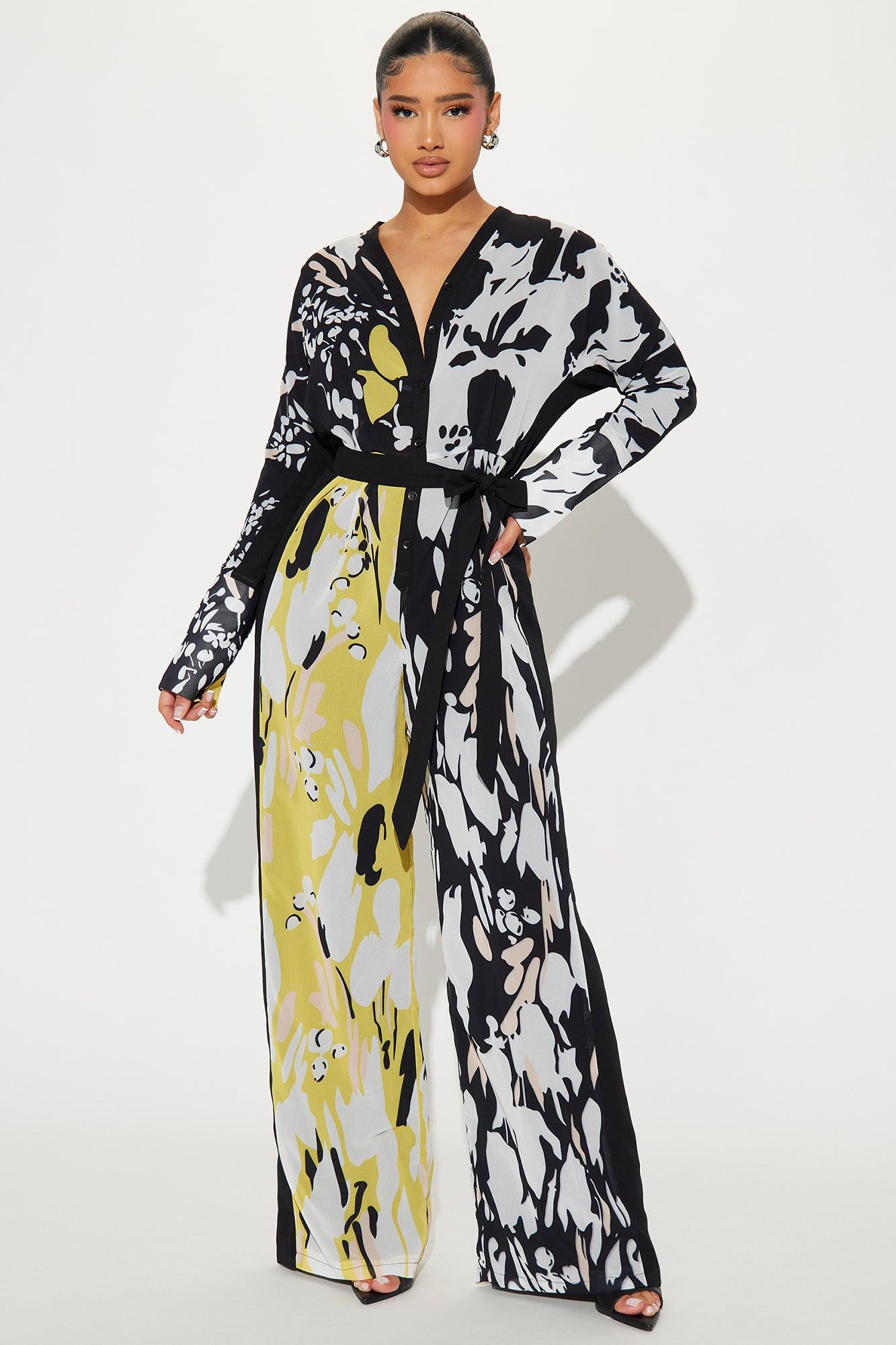 Brunch Dates Chiffon Jumpsuit  - Black/combo Product Image