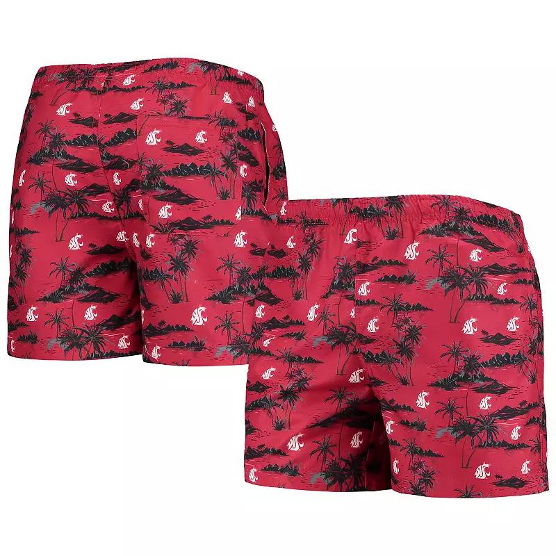 Men's FOCO Crimson Washington State Cougars Island Palm Swim Trunks,  Product Image