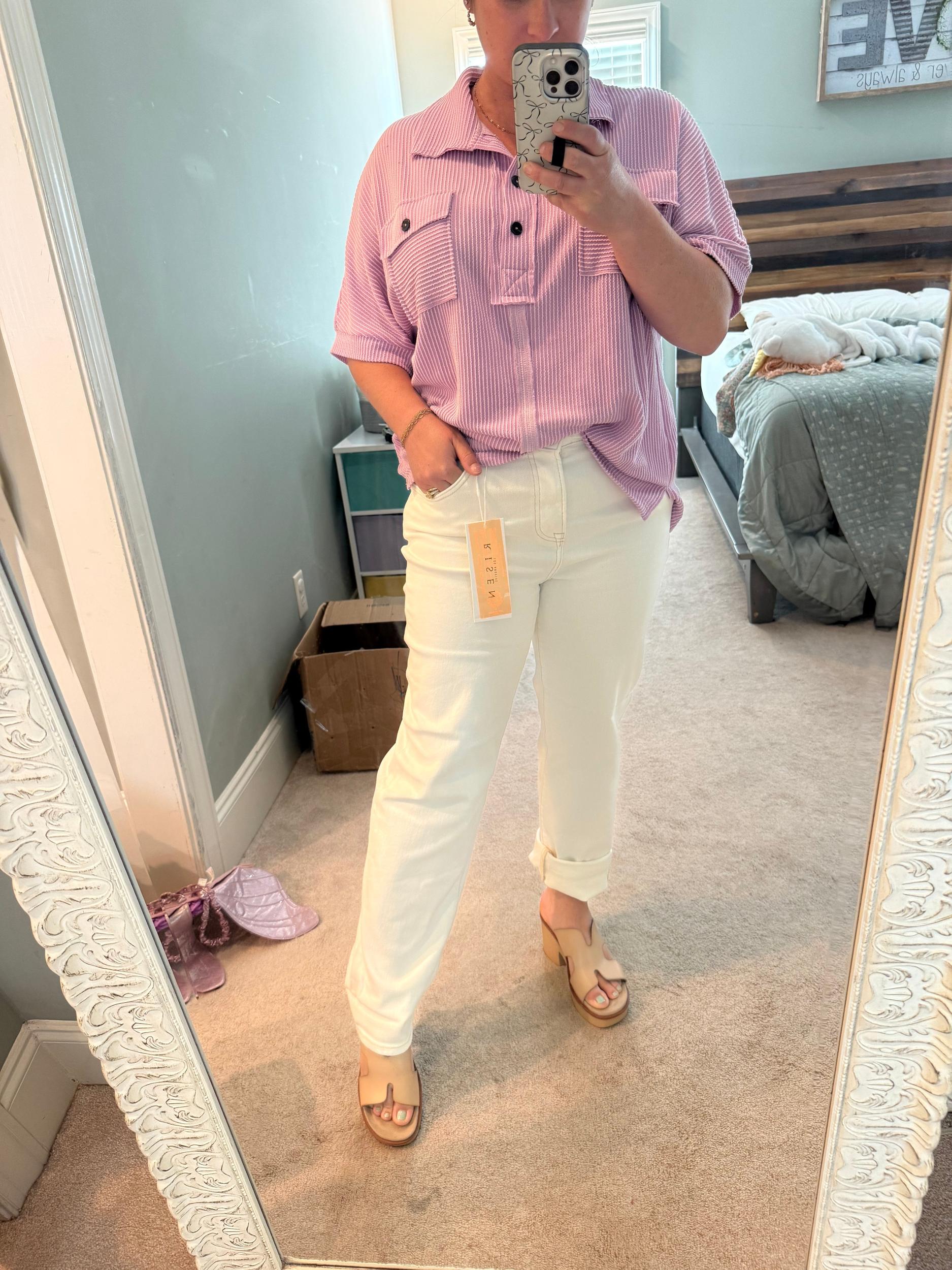 Risen Boyfriend Jeans- White Product Image