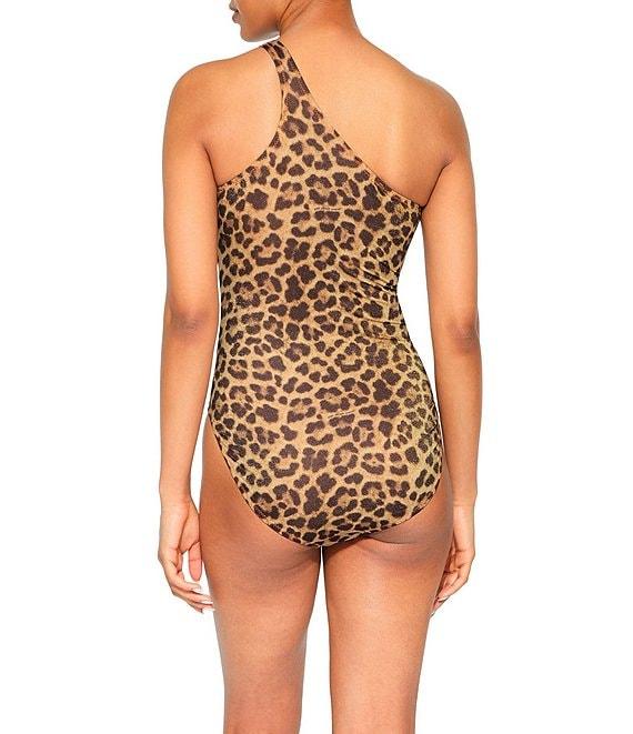 Kurt Geiger London Kensington Animal Print Asymmetrical Neck One Piece Swimsuit Product Image