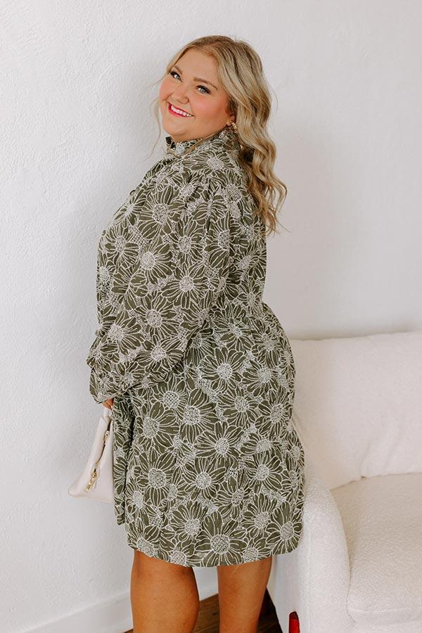 Flower Picking Embroidered Mini Dress Curves Product Image