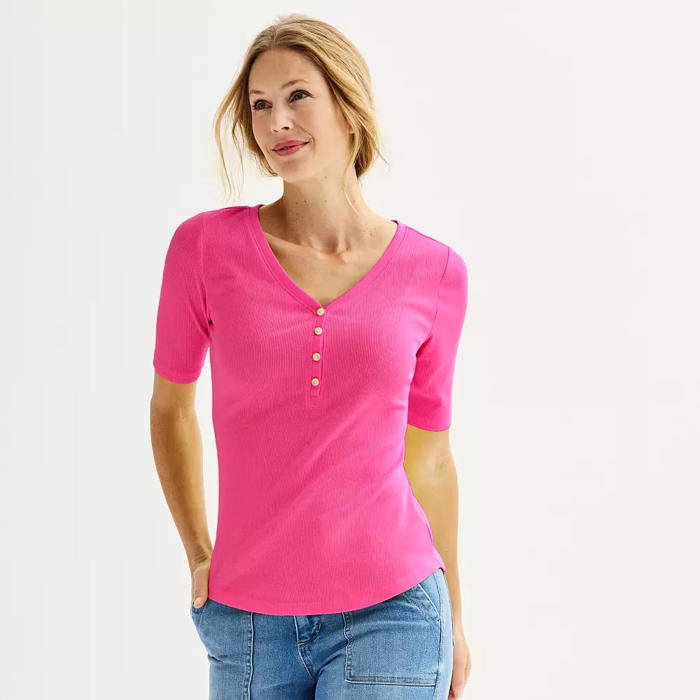 Women's Sonoma Goods For Life® Slim-Fit Henley, Size: 2XL, Blissful Product Image