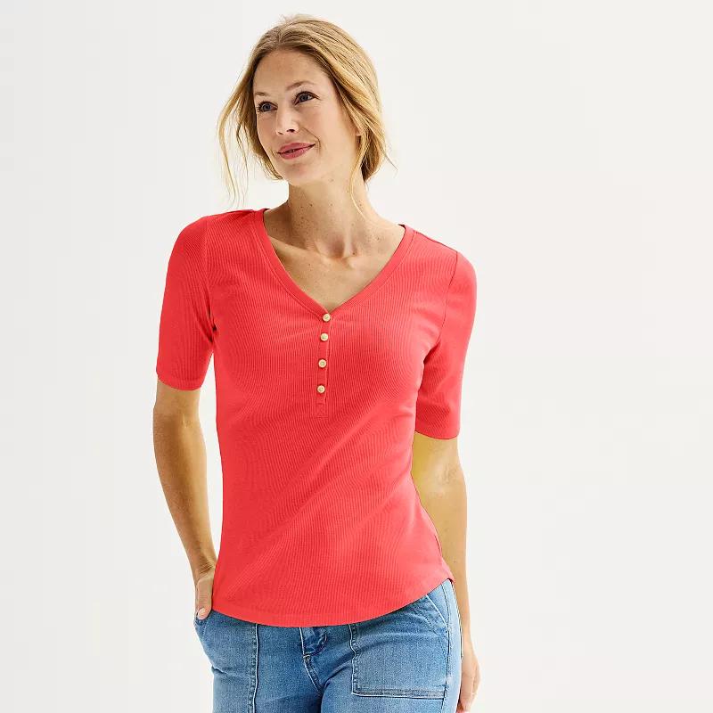 Women's Sonoma Goods For Life® Slim-Fit Henley, Size: Medium, Pandora River Product Image