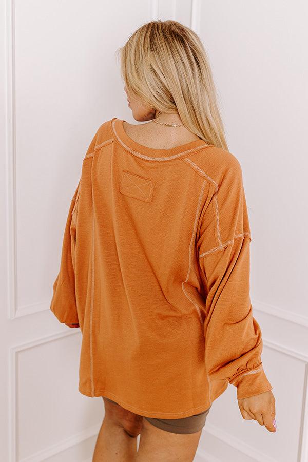 Cafe Cutie Henley Tee in Rust Curves Product Image