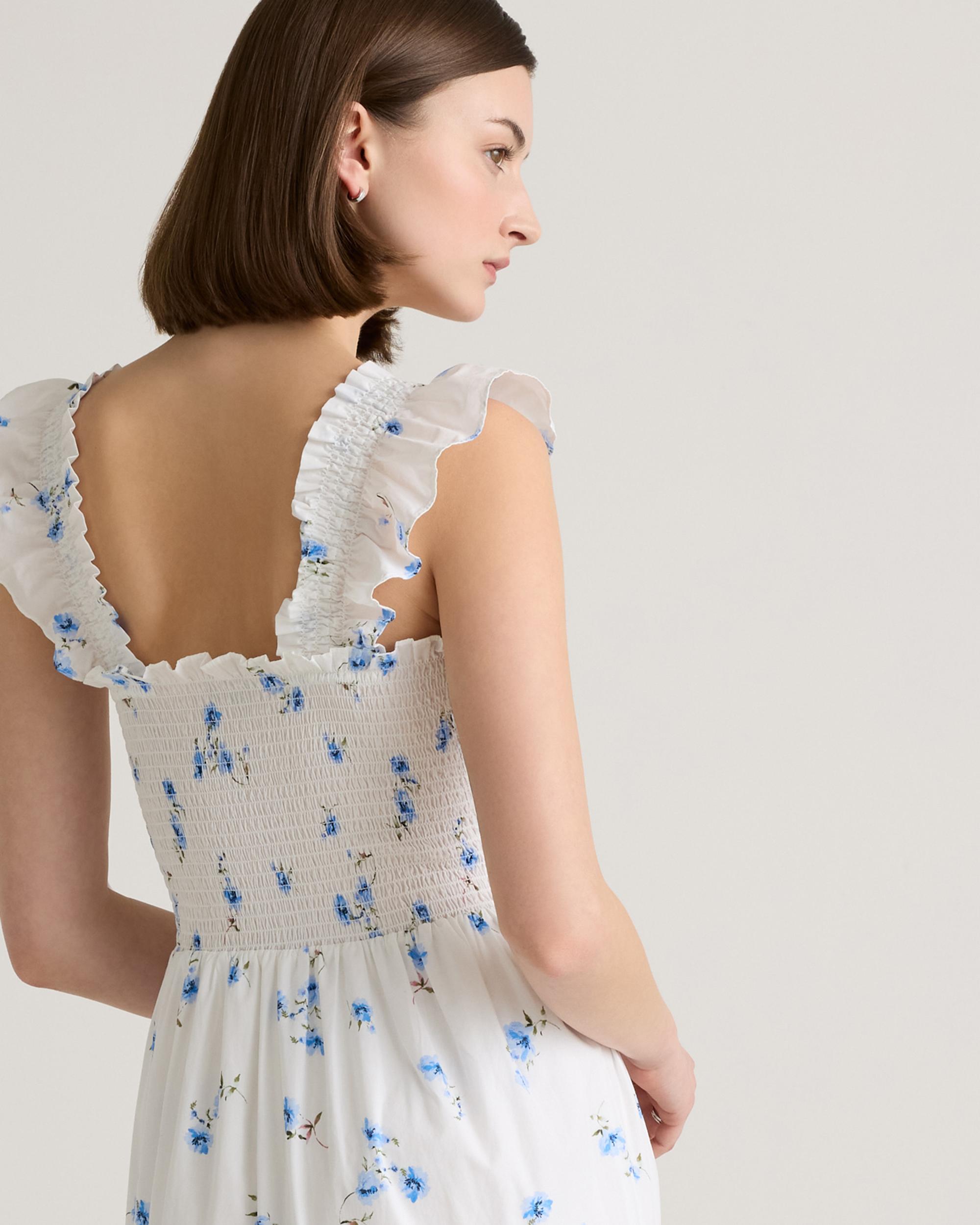 Quince | Women's Poplin Smocked Midi Dress Organic Cotton Product Image