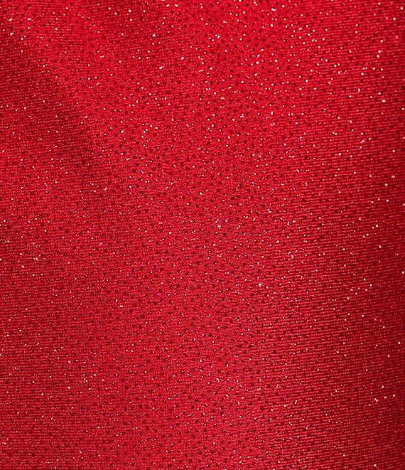 Honey and Rosie V-Neck Asymmetrical Hem Glitter Wrap Sheath Dress Product Image