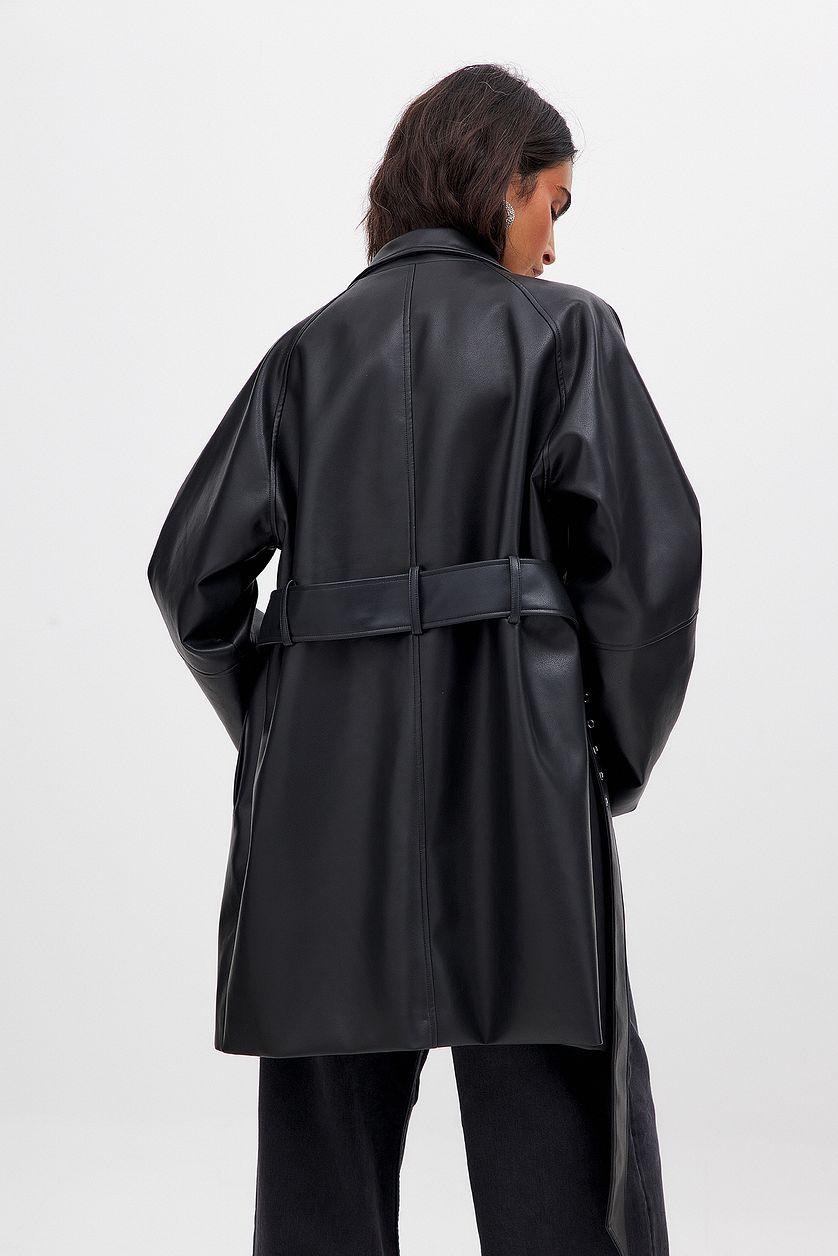 Belted Zip Detail Pu Jacket Product Image