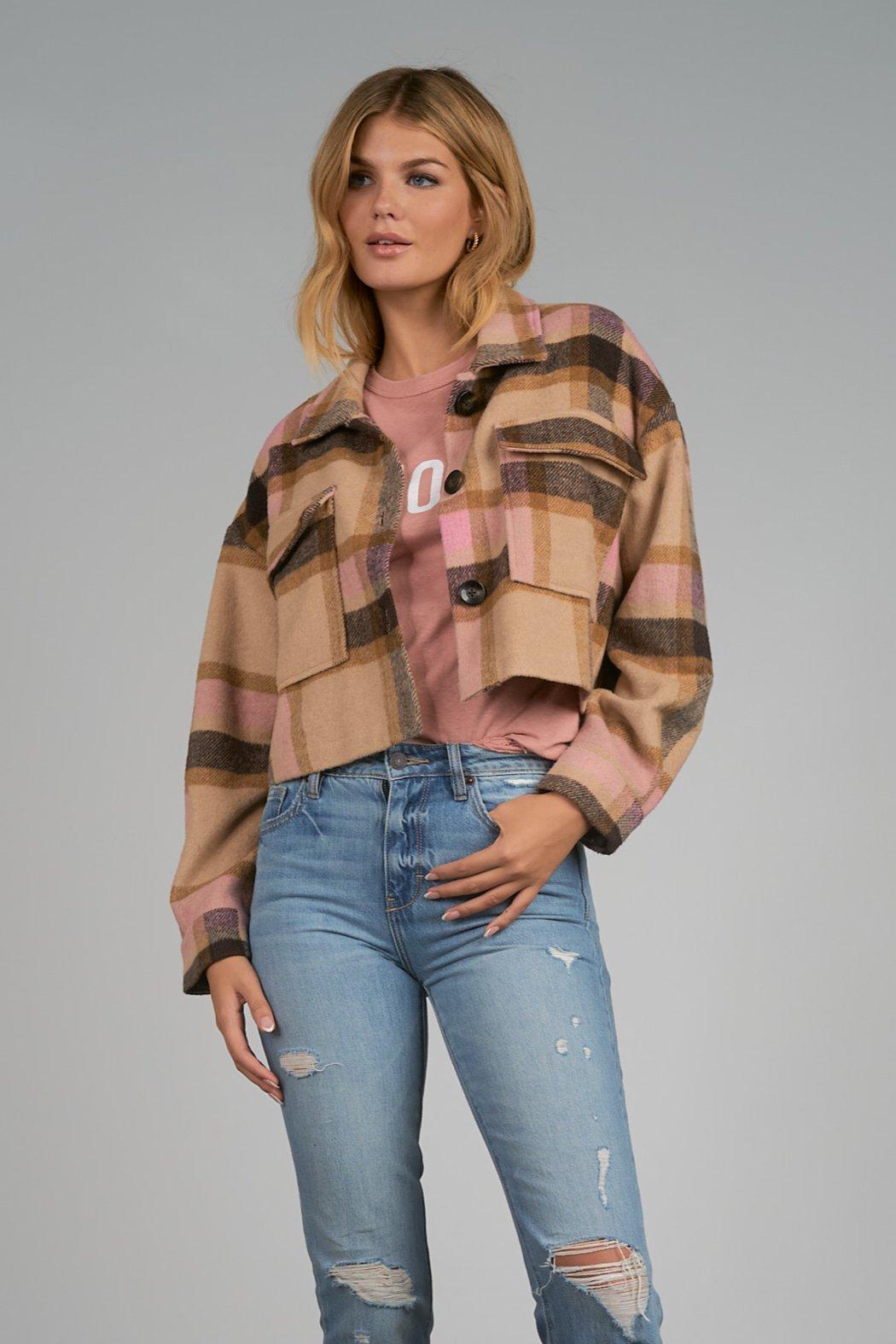 Color Me Plaid Crop Jacket Product Image