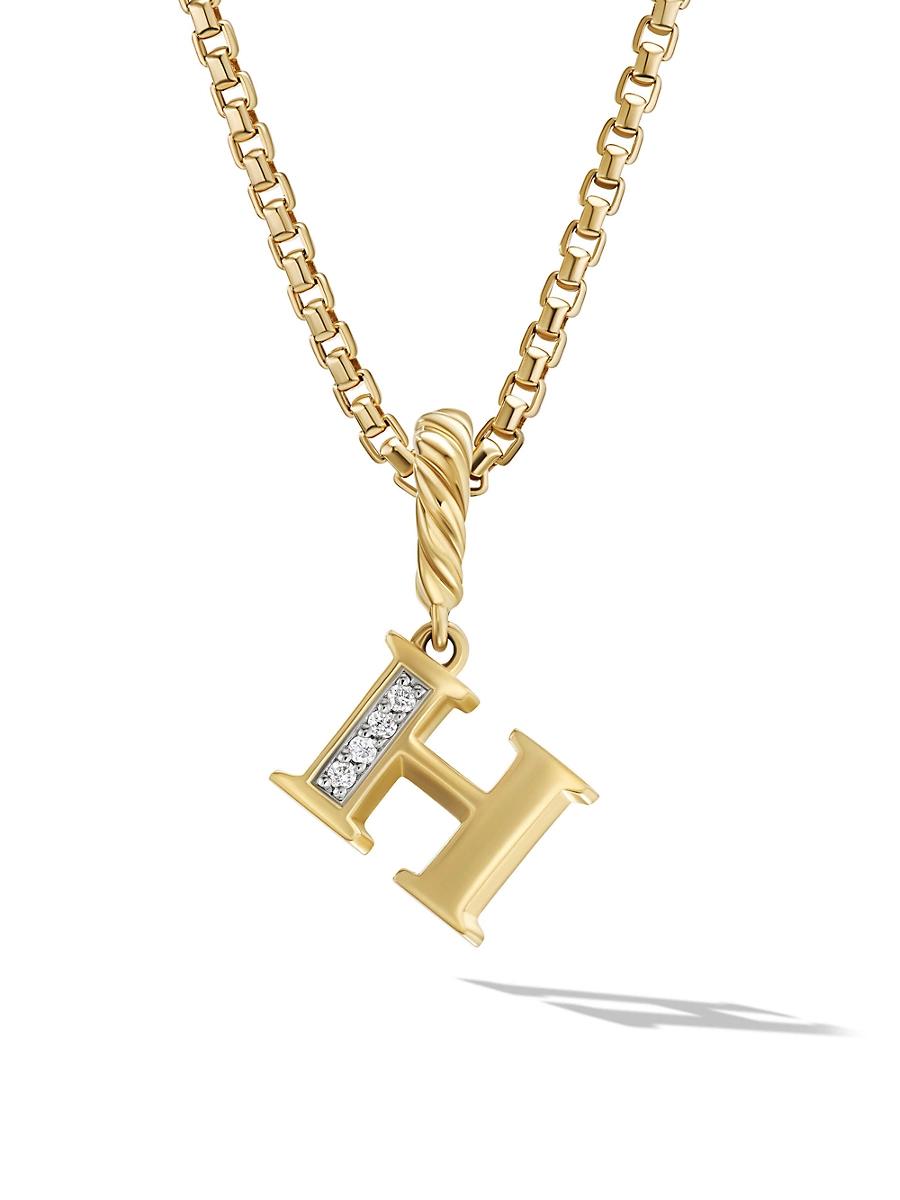 Womens Pav Initial Pendant in 18K Yellow Gold Product Image