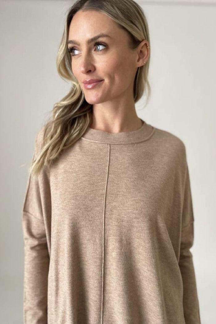 Crew Neck Center Seam Sweater | Devon Product Image