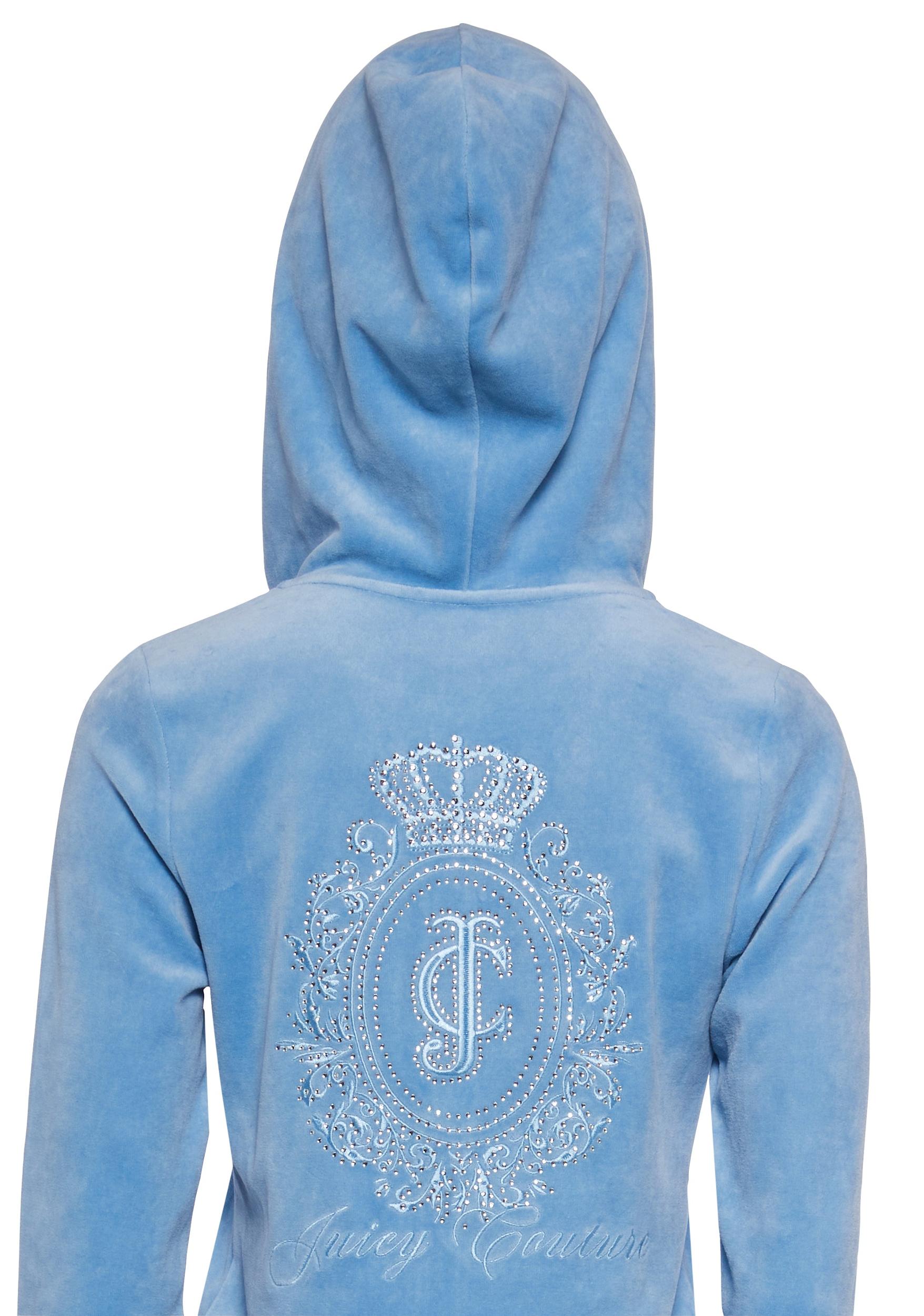 Juicy Couture Crown Heritage Cotton Velour Hoodie - Blue Product Image