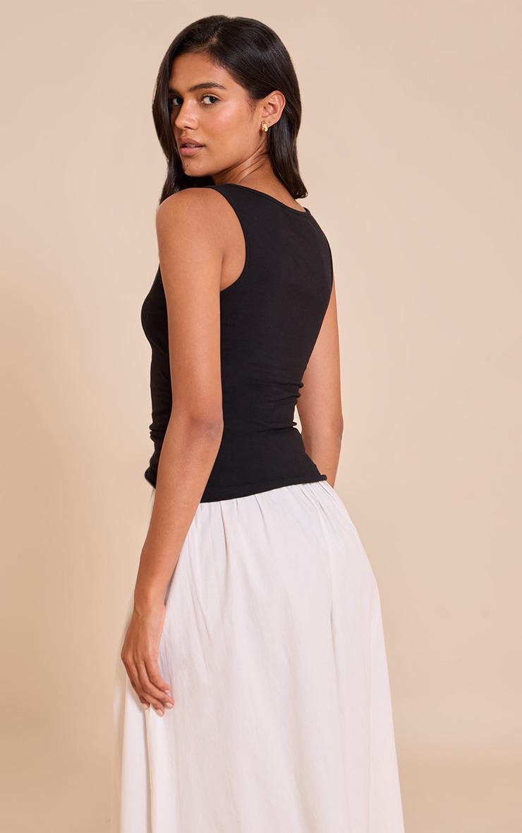 Black Soft Cotton V Neck Vest Top Product Image