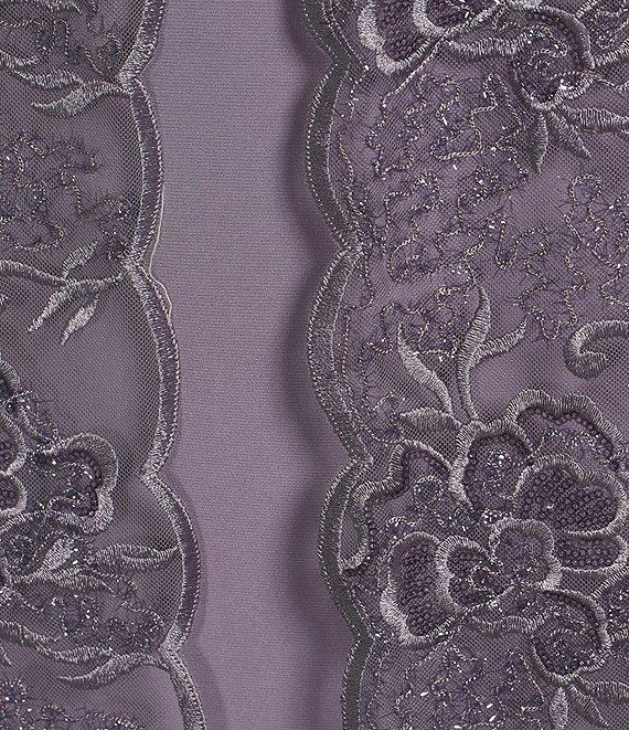 Alex Evenings Crew Neck 3/4 Sleeve Embroidered Stretch Tulle Mock Jacket Dress Product Image