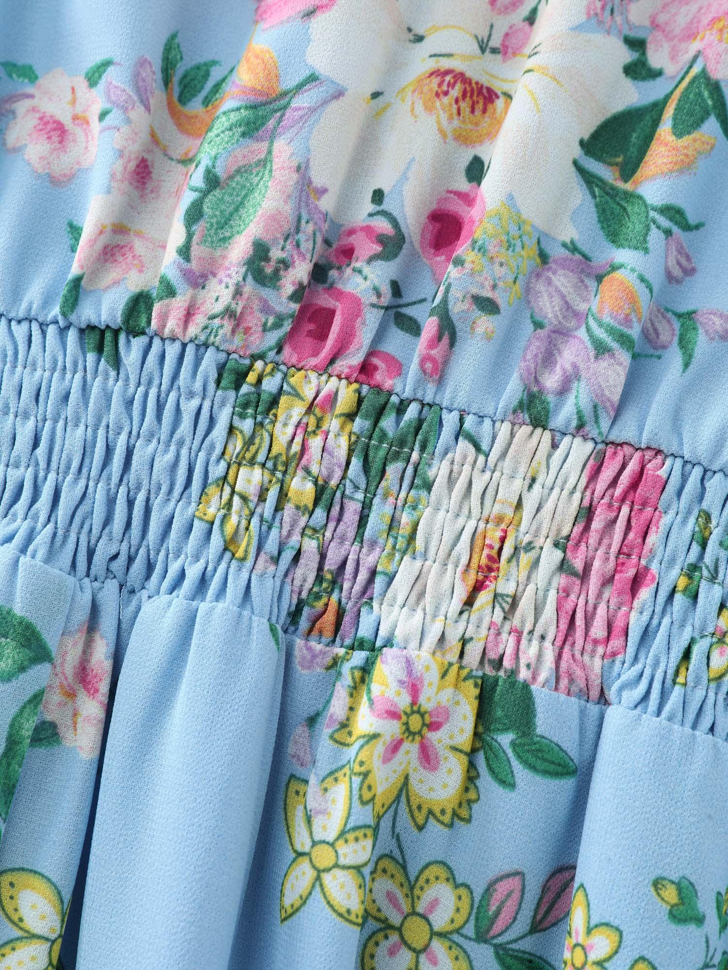 Elegant Floral Print Flowy Maxi Dress Female Product Image