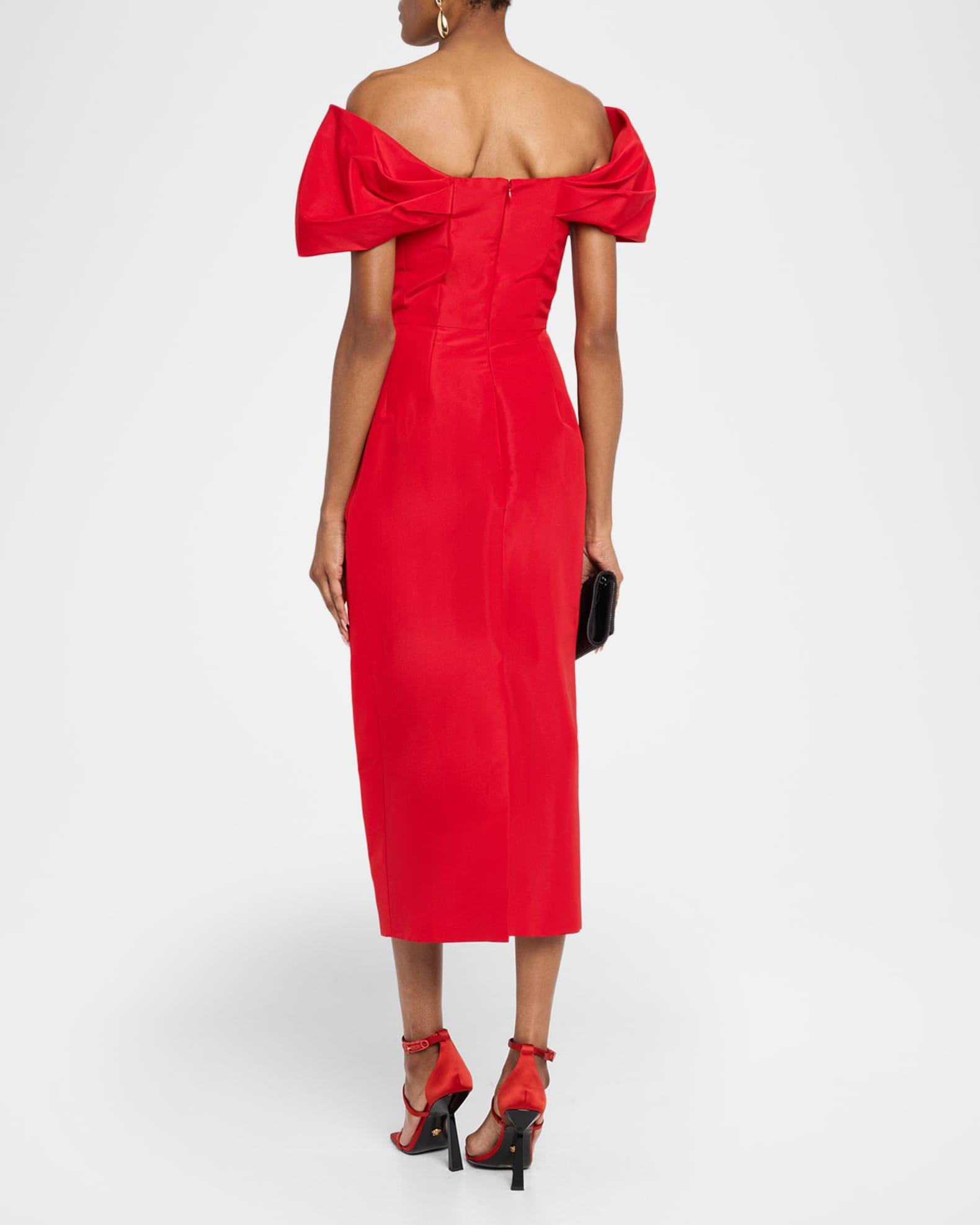 Off-The-Shoulder Midi Column Dress Product Image