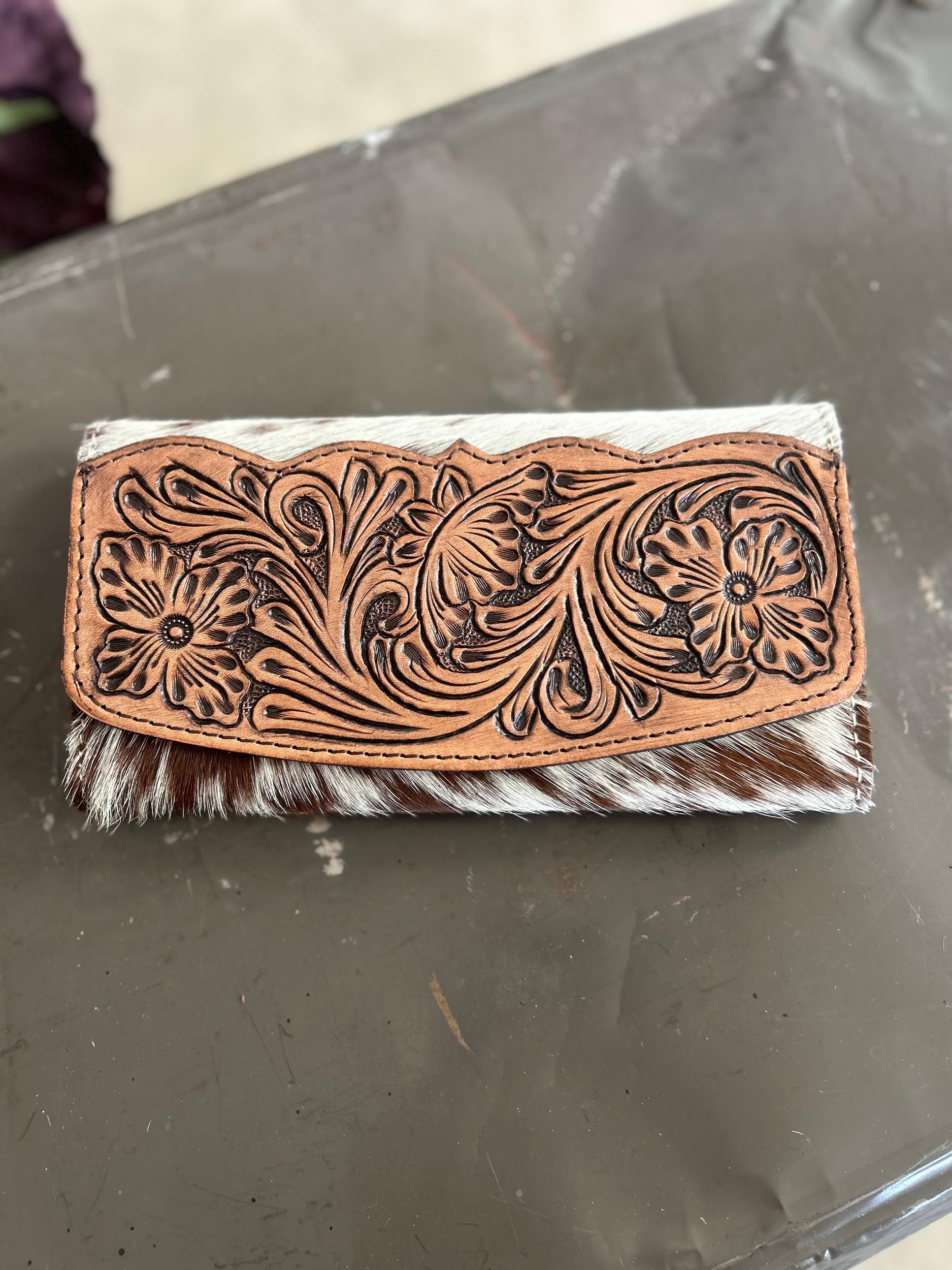 American Darling Hair on Hide Tooled Leather Wallet Product Image