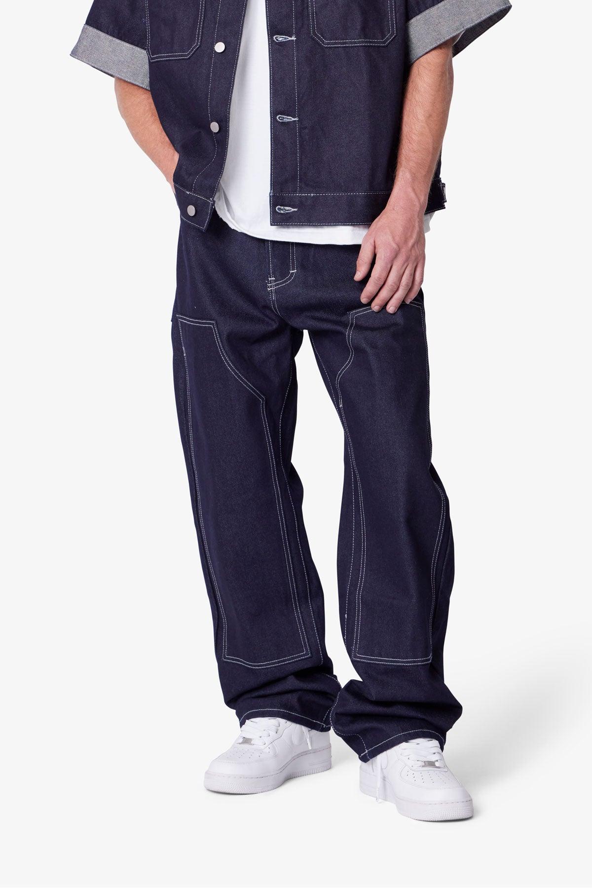 Ultra Baggy Raw Work Denim - Blue Product Image