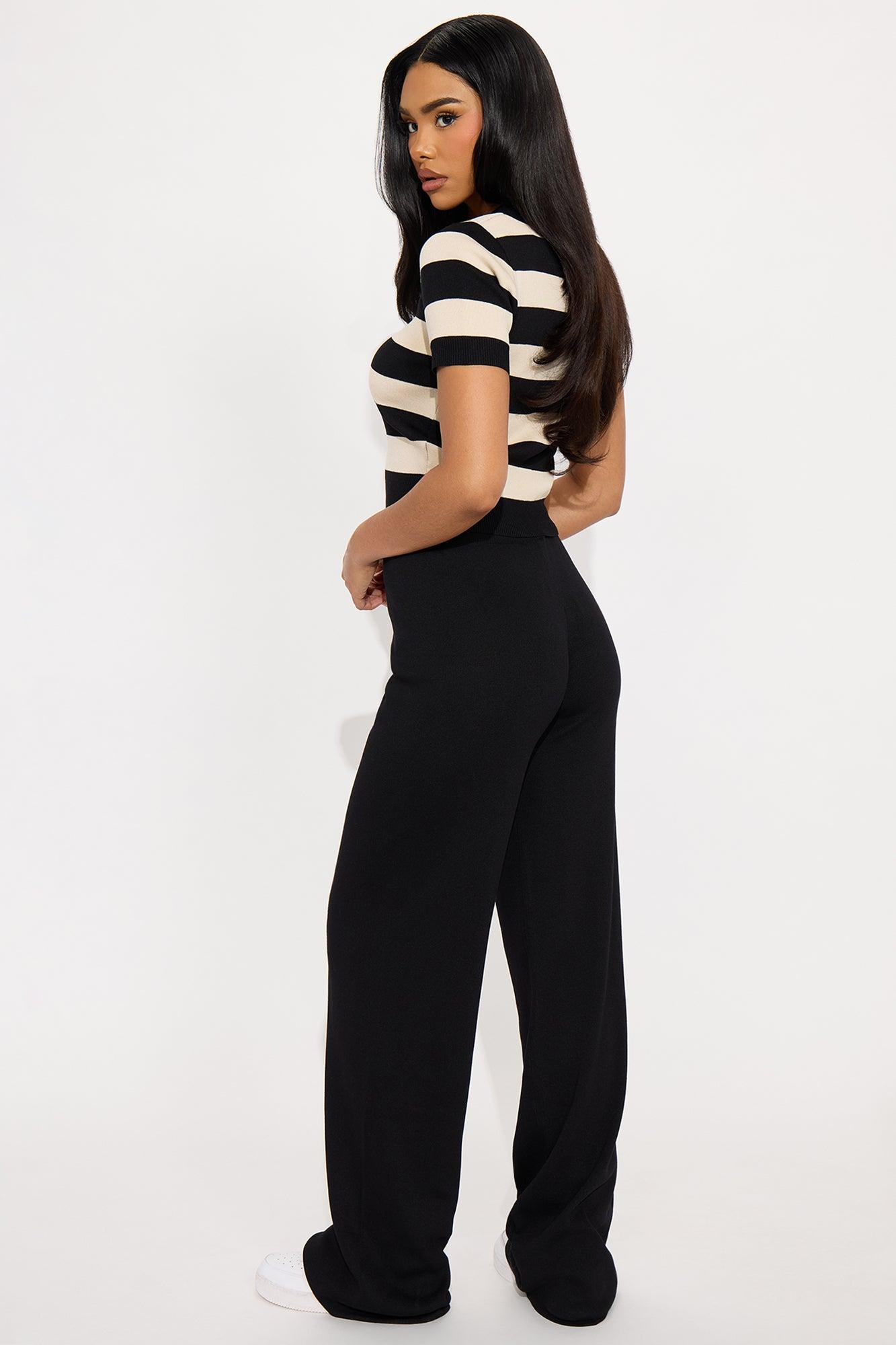 Brielle Striped Sweater Pant Set - Black/combo Female Product Image