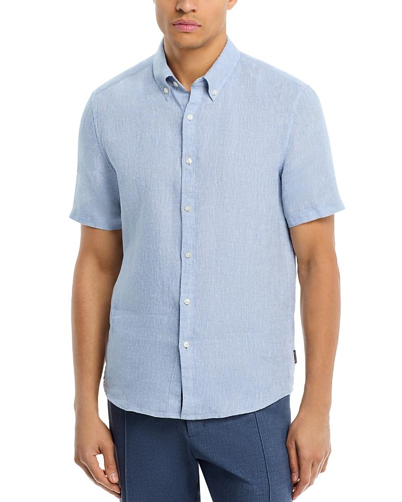 Michael Kors Linen Slim Fit Short Sleeve Button Front Shirt Product Image