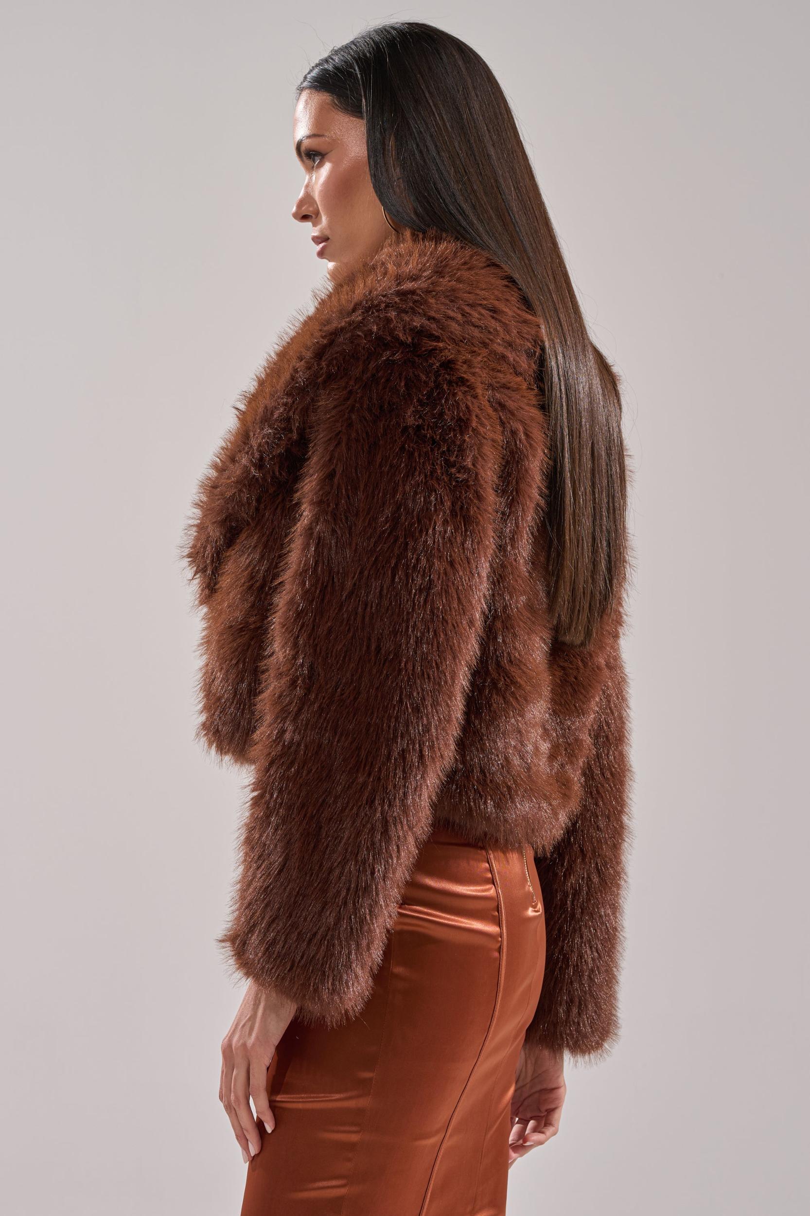 POPPY CROPPED FAUX FUR IN BROWN Product Image