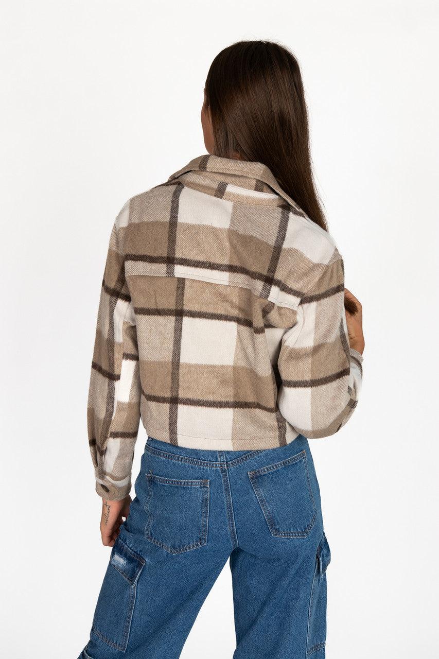 Taupe Skimmer Brushed Plaid Jacket Product Image