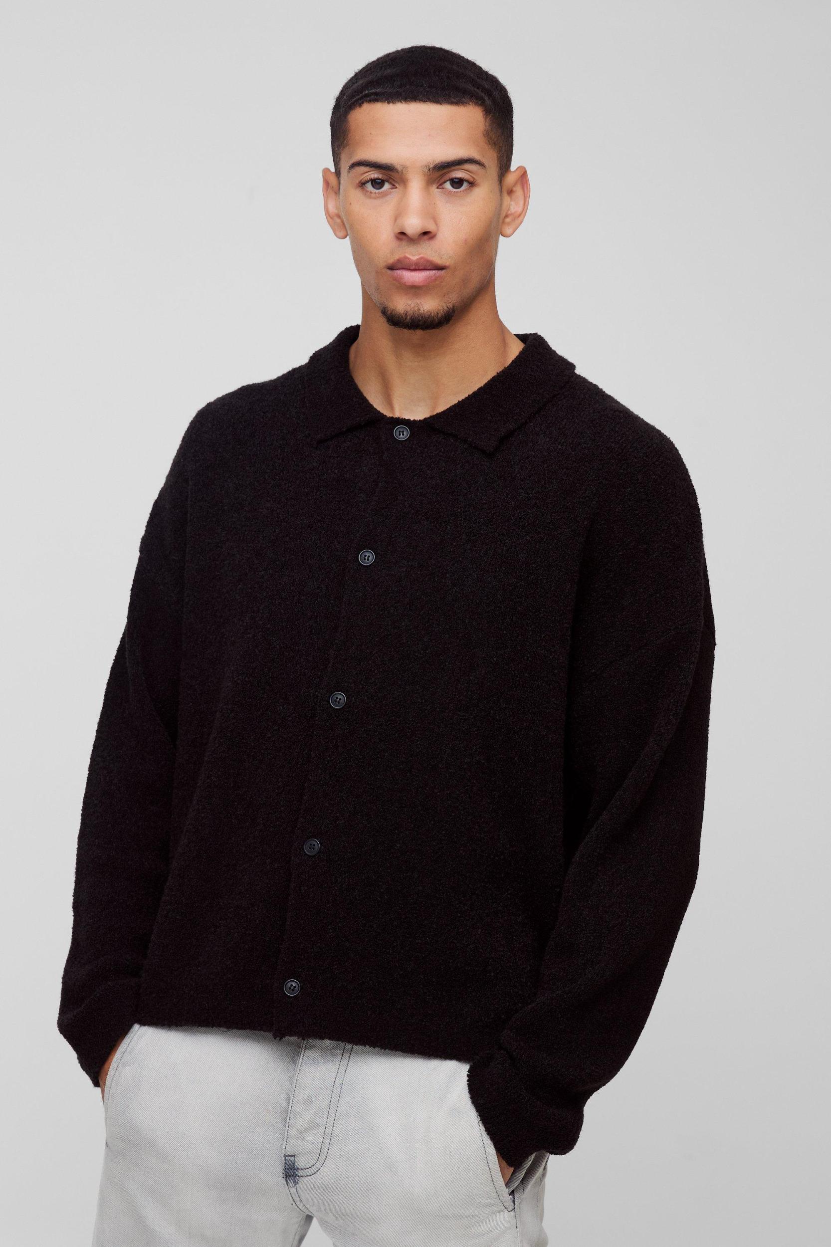 Boxy Fit Brushed Knit Shirt | boohooMAN USA Product Image