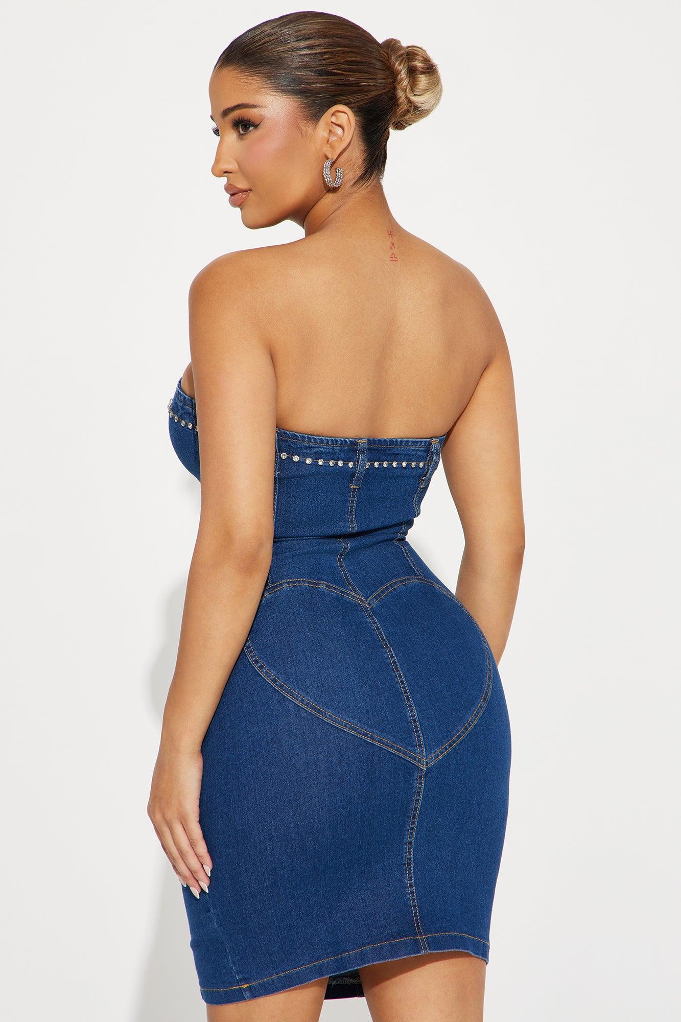 Kimmy Denim Mini Dress - Dark Wash Product Image