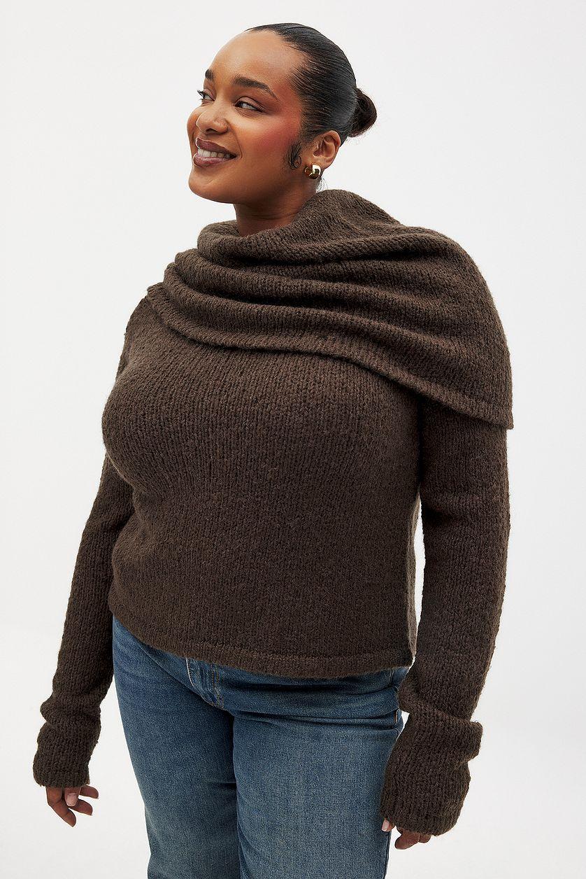 Wool Blend Neck Detail Overlap Sweater Product Image