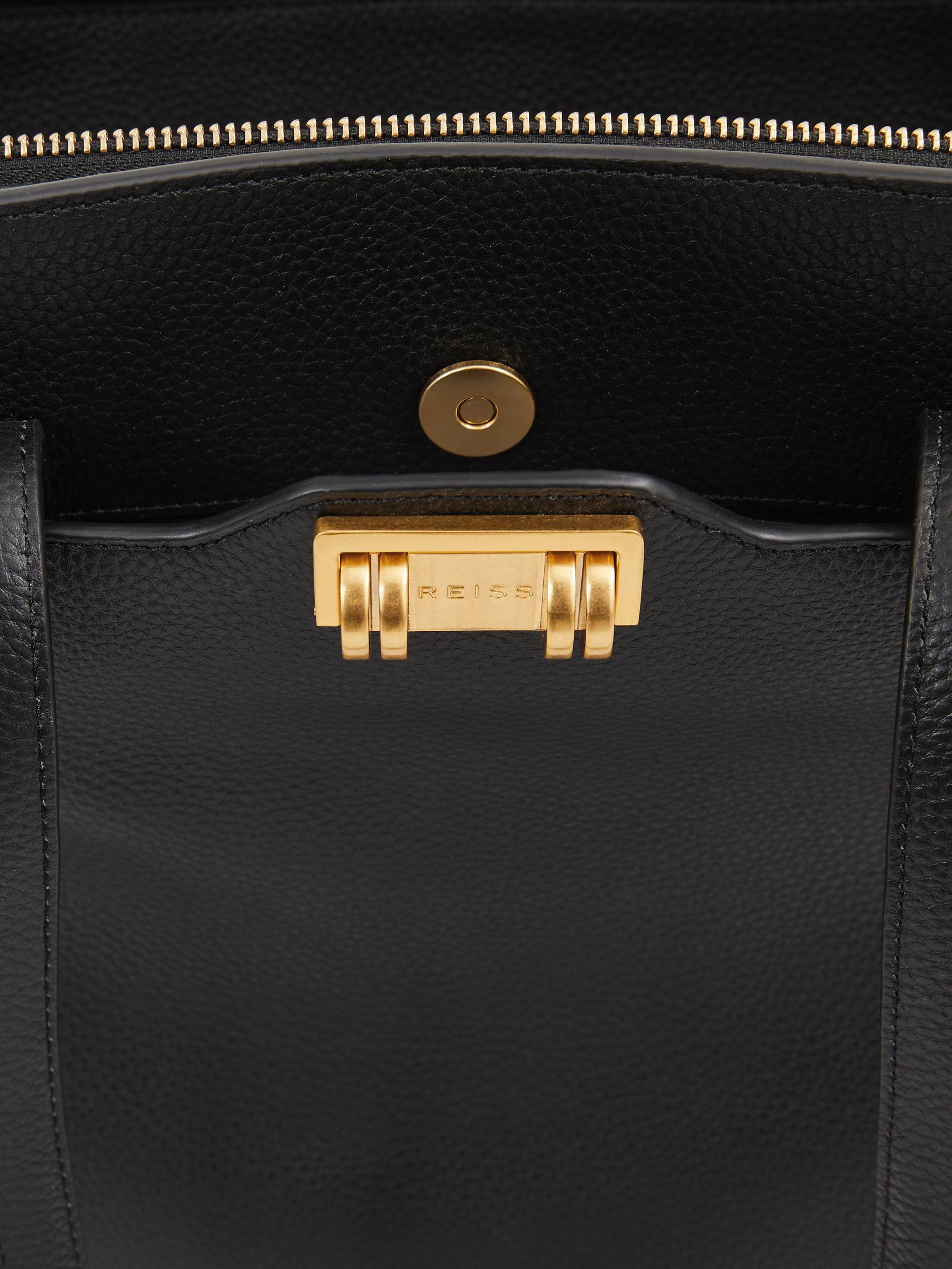 Grained Leather Tote Bag in Black Product Image