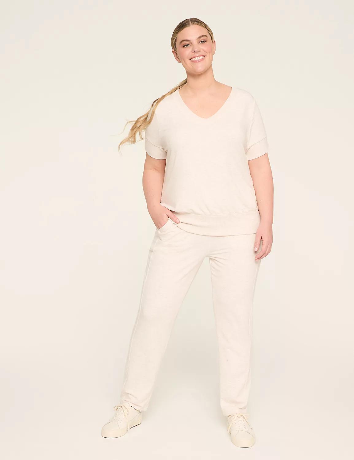 LIVI French Terry Short-Sleeve V-Neck Sweatshirt Product Image